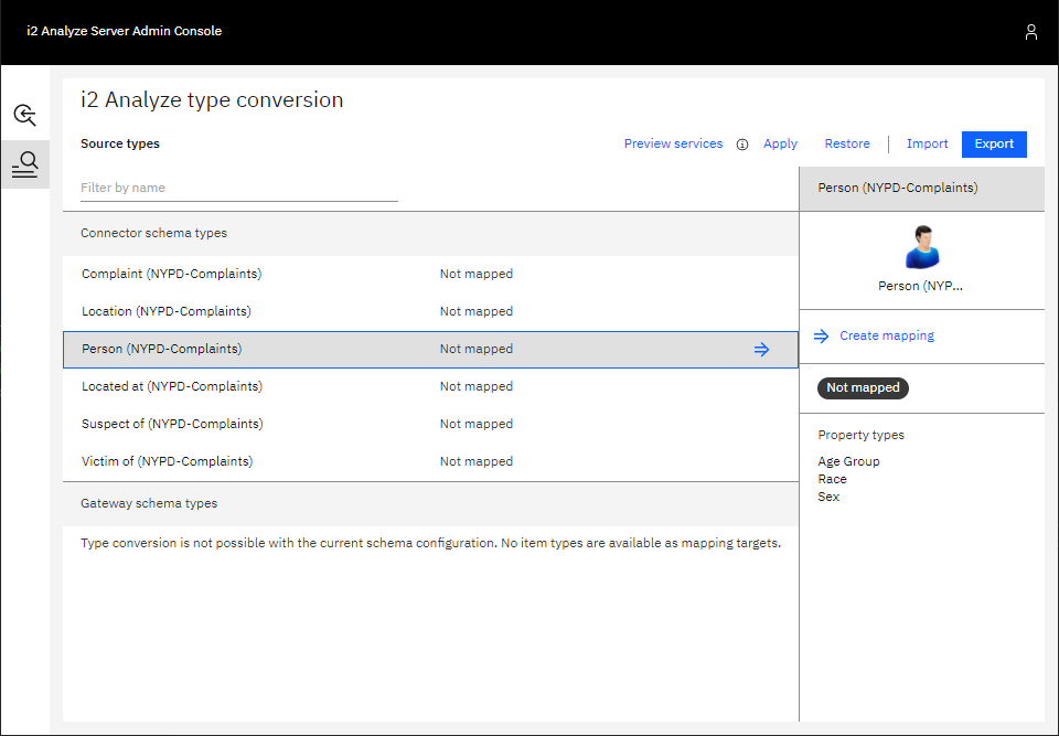 Mapping configuration in admin UI