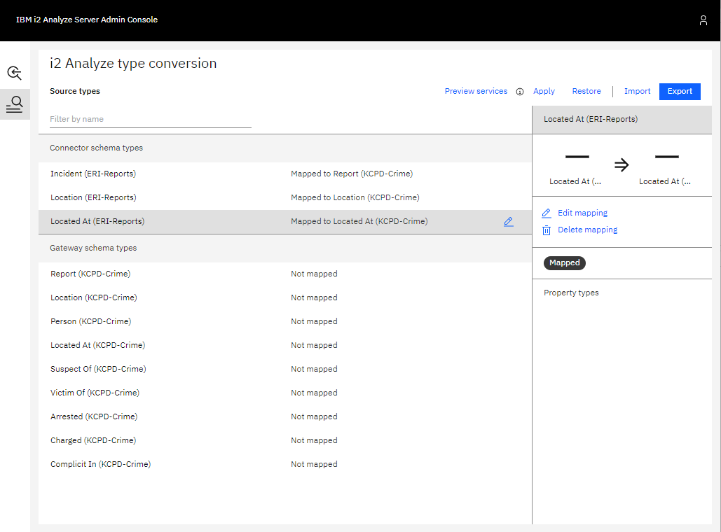 Configured item type mappings