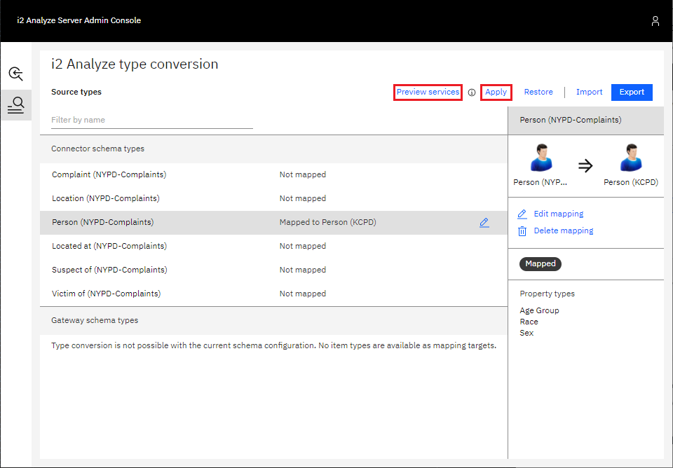 Applying and previewing mapping