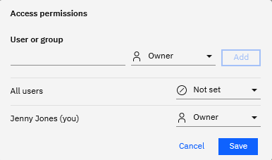 The access permissions dialog