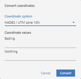 The Convert coordinates dialog
