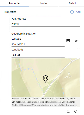 A geospatial property in the Record Inspector