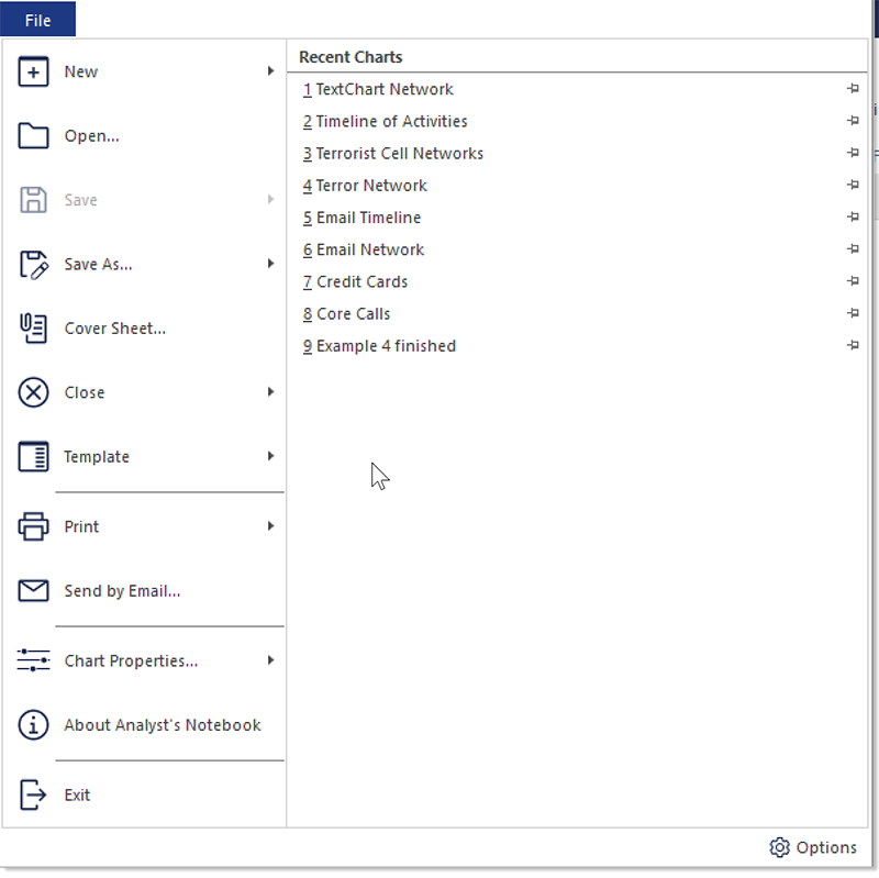 Visual of File Options