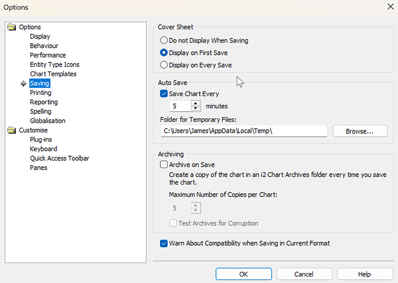 Visual of Save Cover Sheet Options