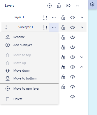 Layers panel showing how to add a sublayer
