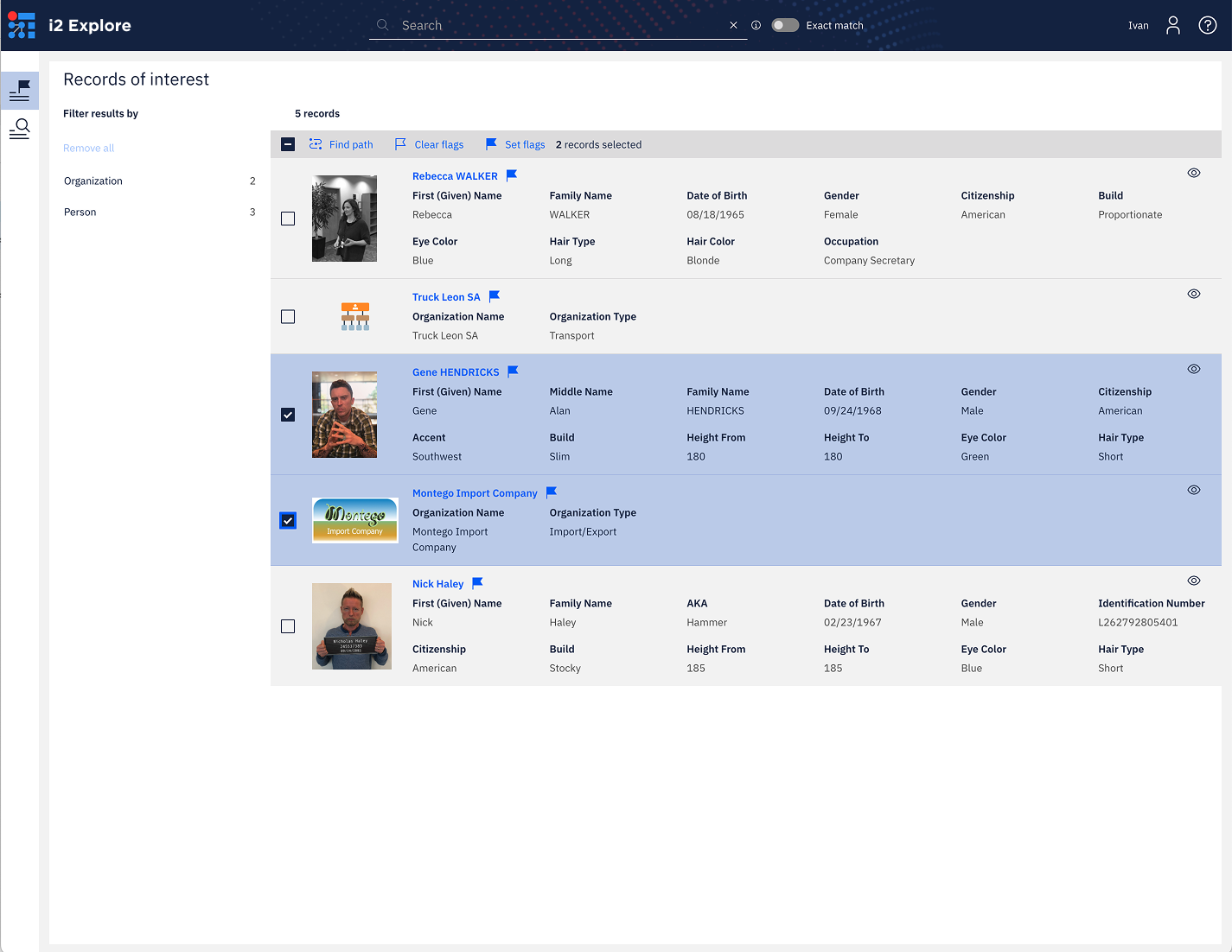 i2 Explore find path selection
