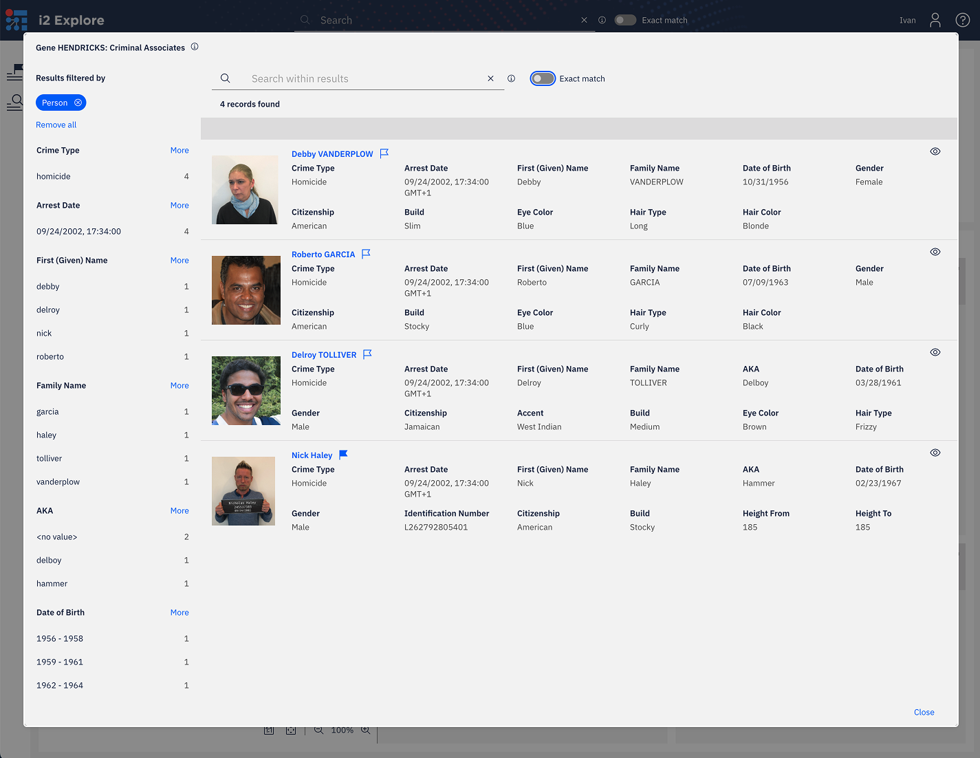 i2 Explore highlight panel details