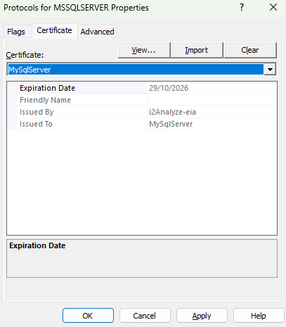 SQL Server Configuration Manager Certificate