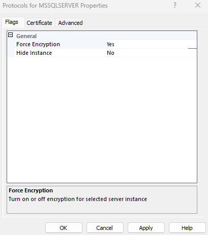 SQL Server Configuration Manager Flags