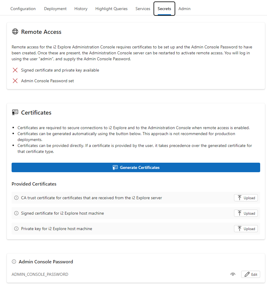 i2 Explore for iBase Secrets Configuration