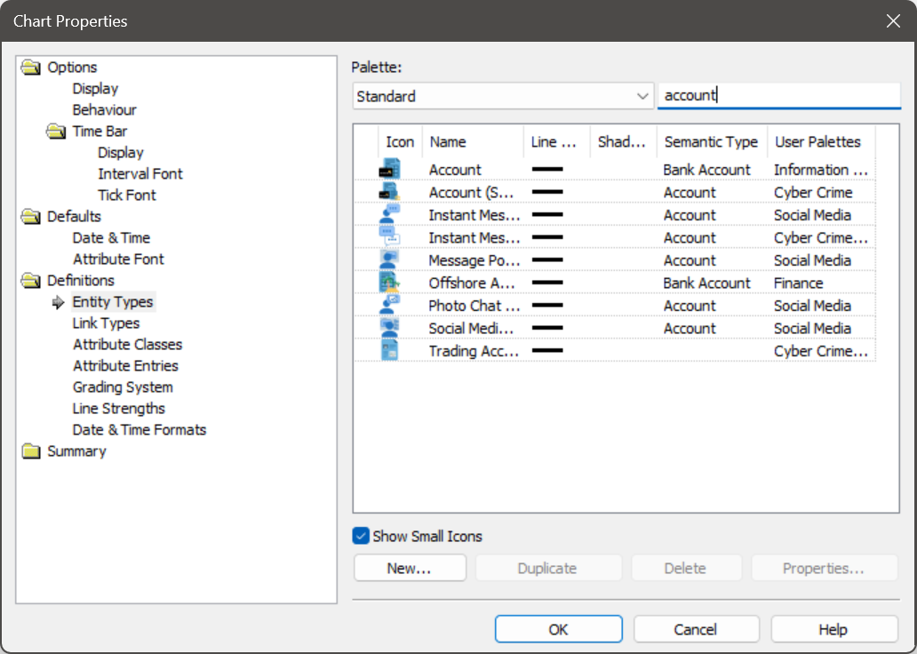 Search box in Chart Properties dialog