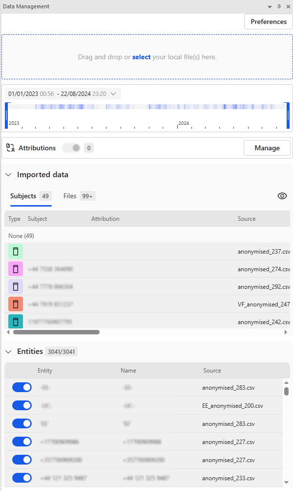 Data Management Pane