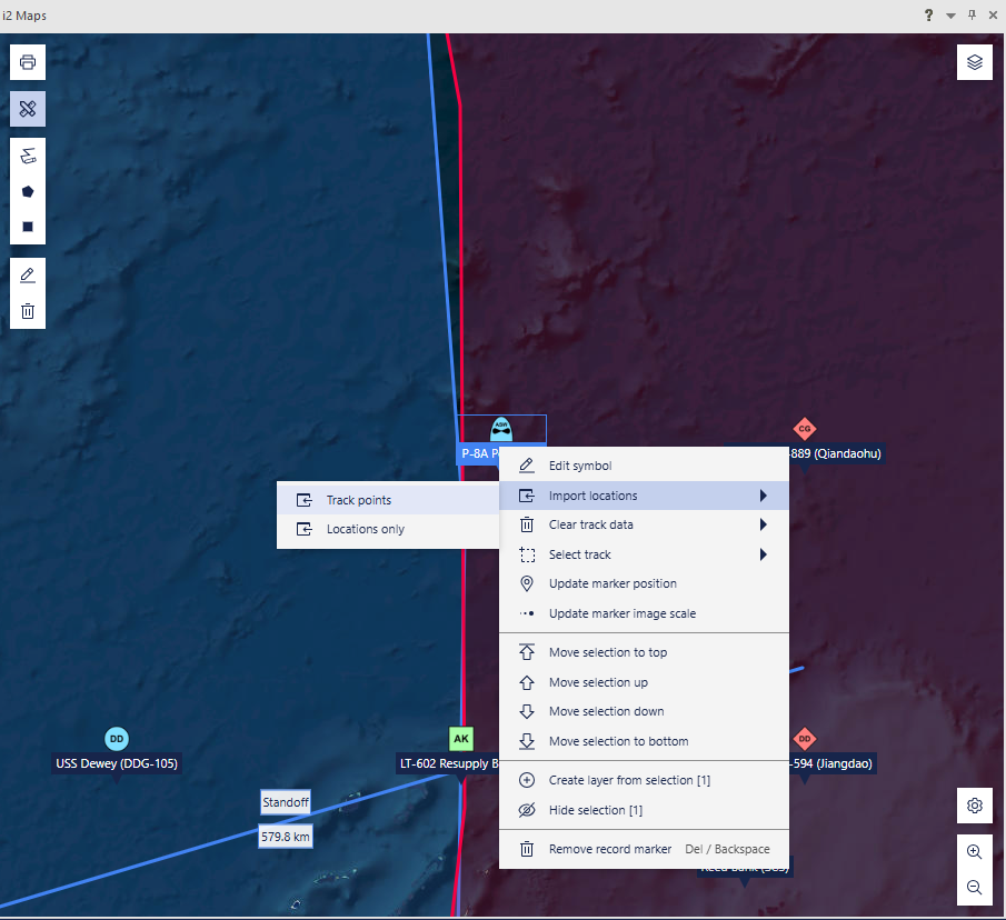 Import locations menu