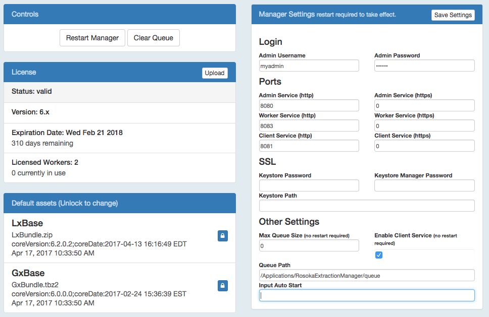 Manager settings