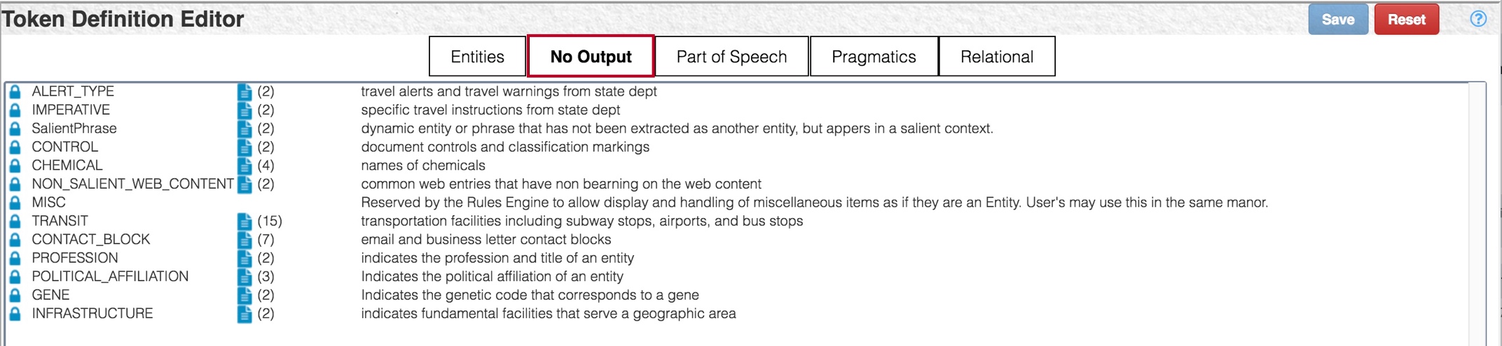 Token definition editor