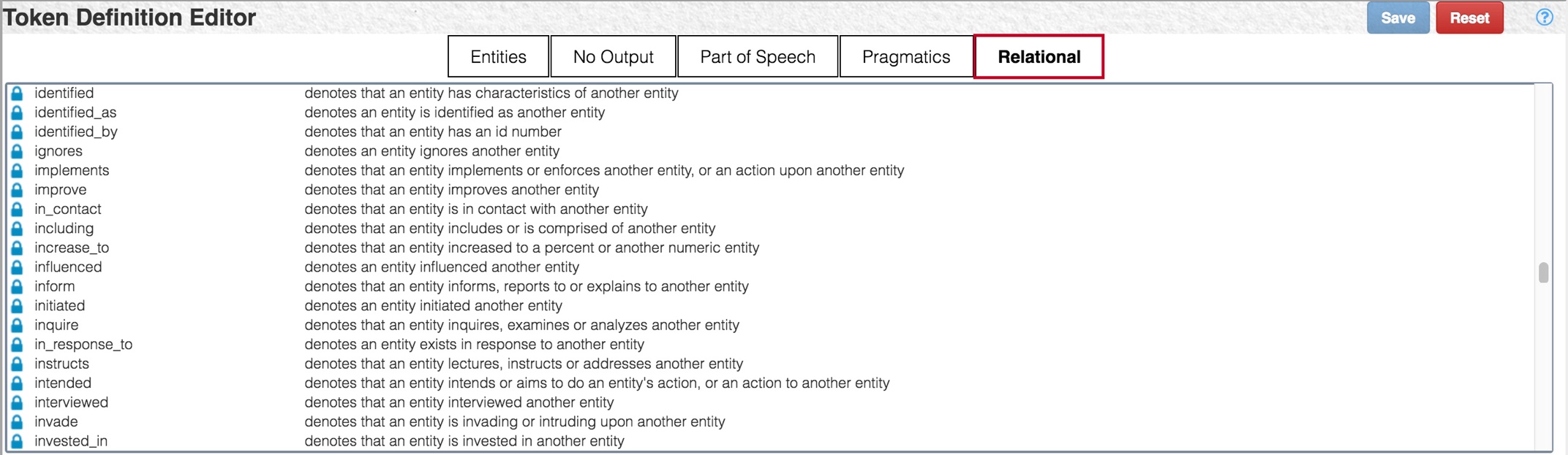 Token definition editor