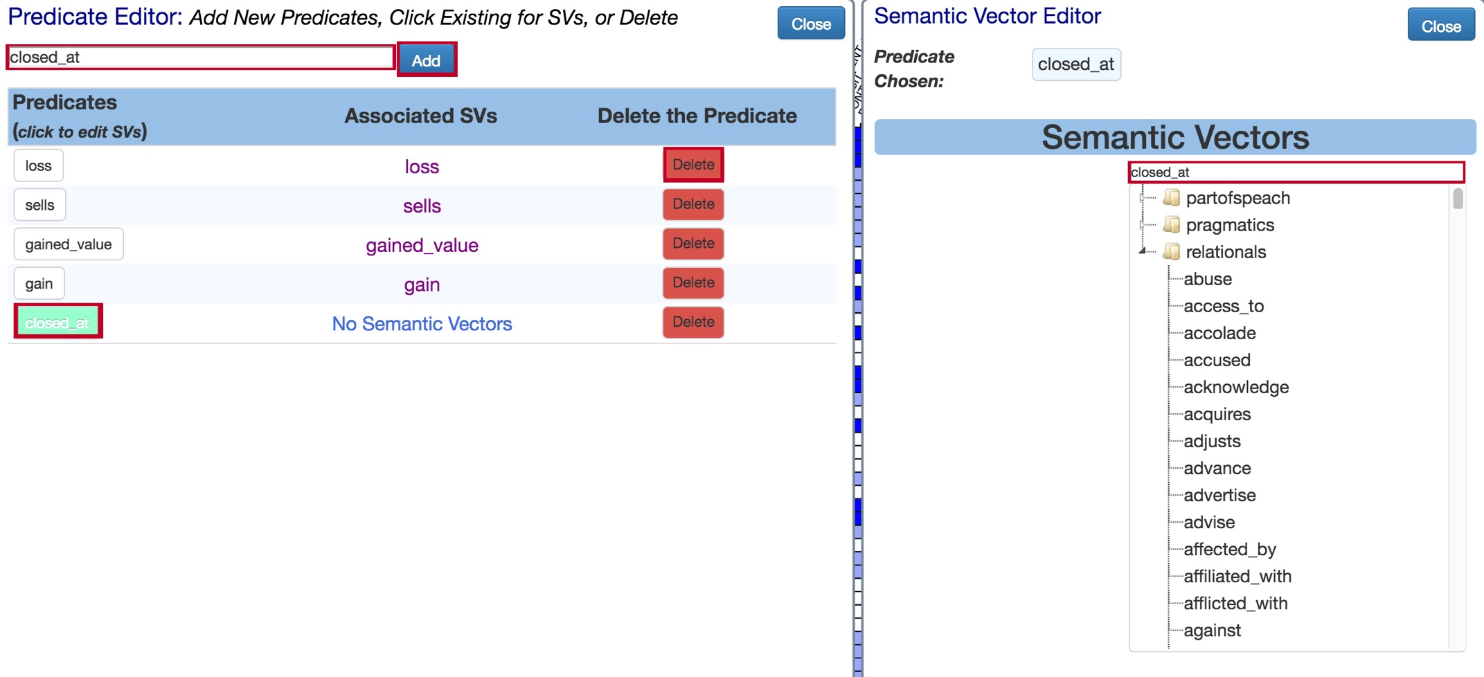 Predicate Editor