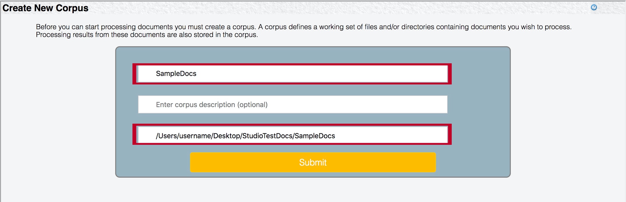 Create New Corpus