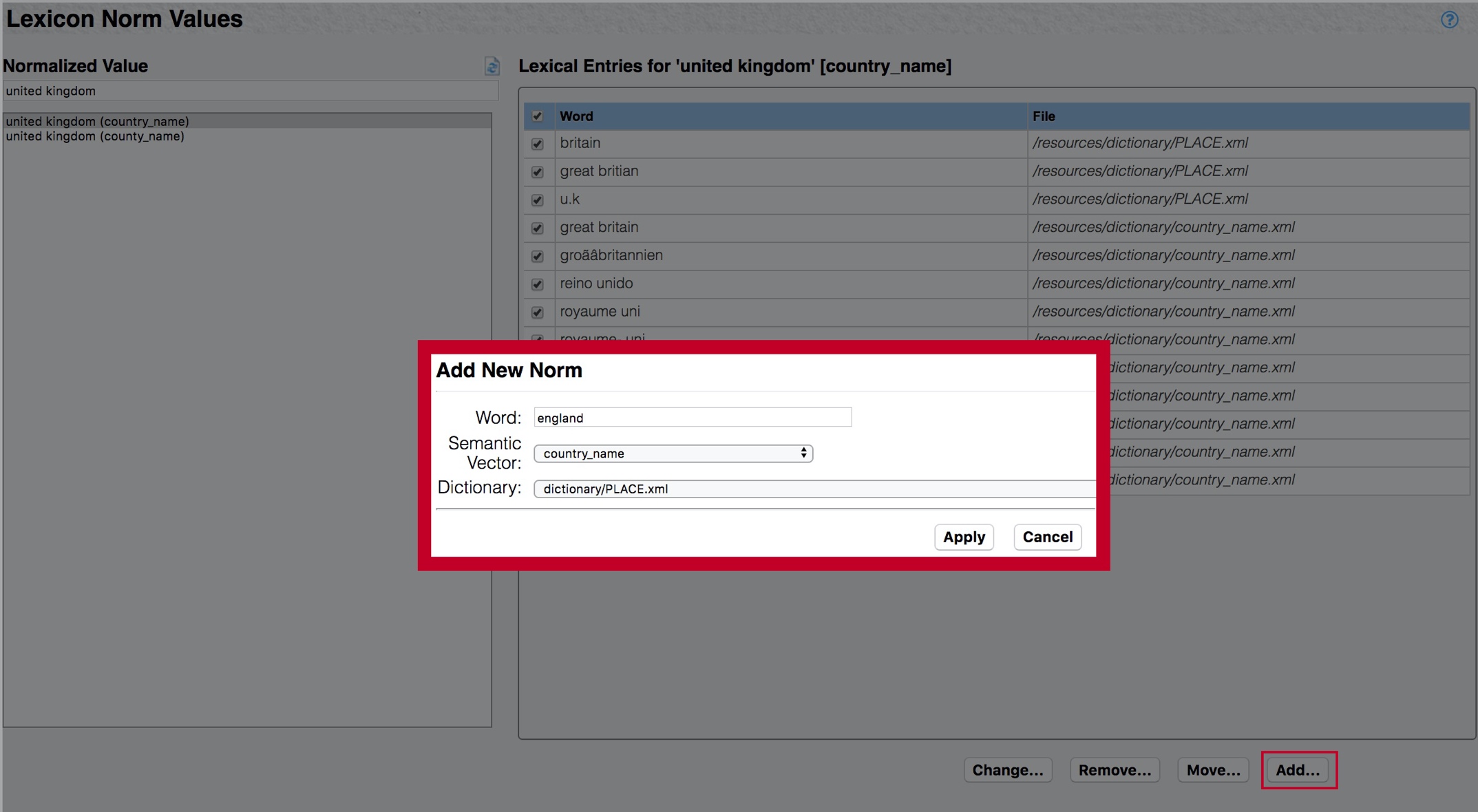 Create entry from norm value