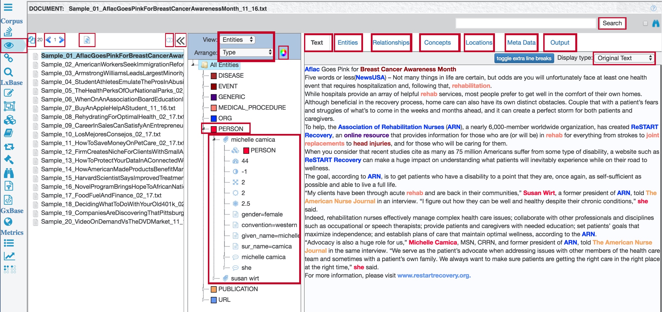 Single document view