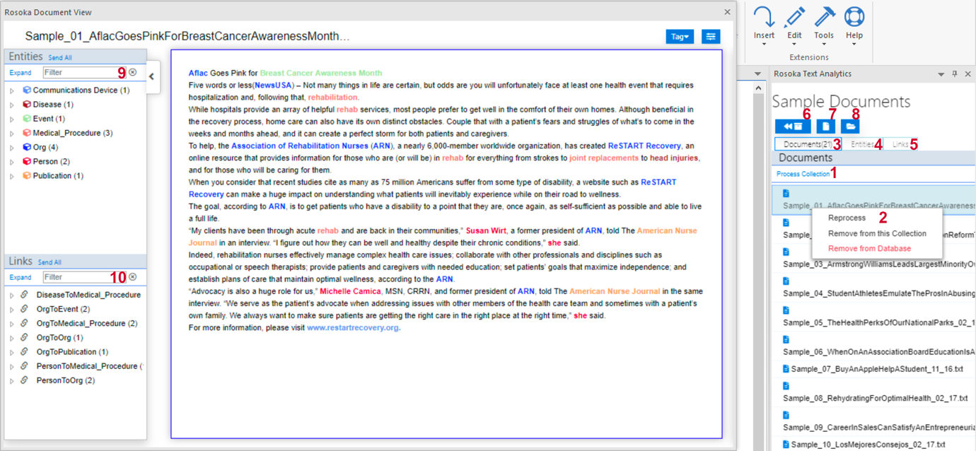TextChart document list