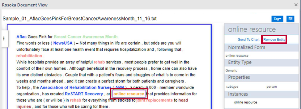 Document View with result to remove