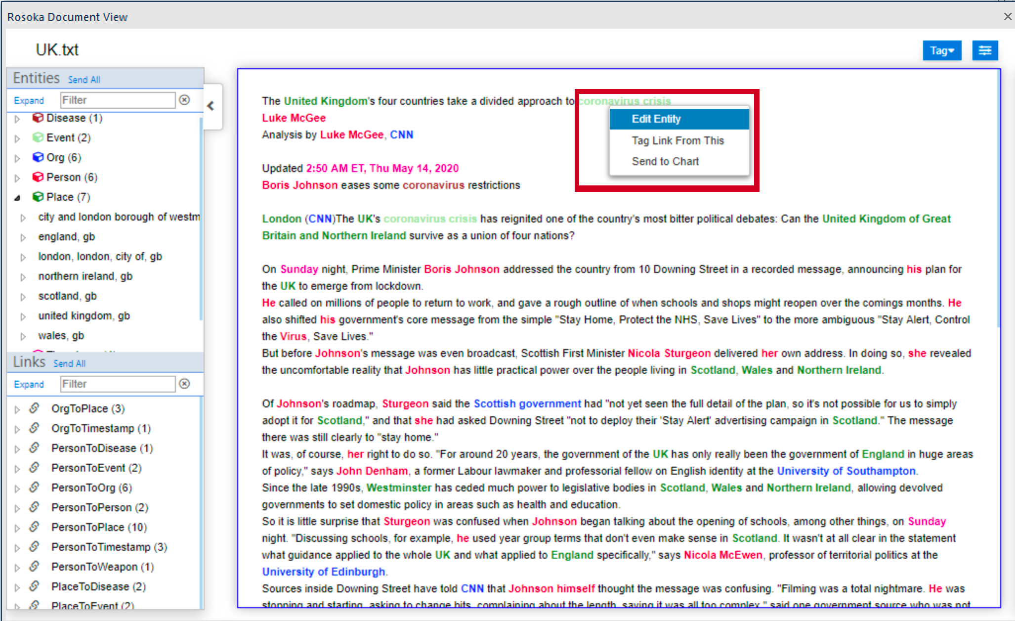 Edit extracted entity