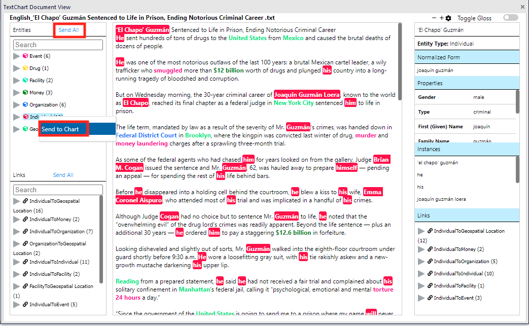 Send several entities to chart