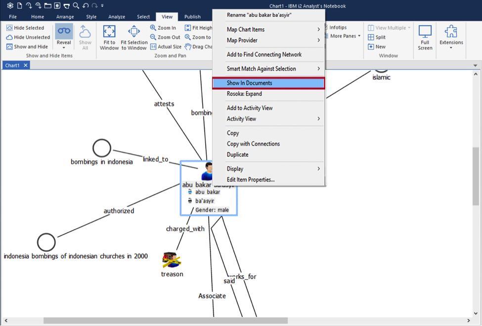 Show entities in documents
