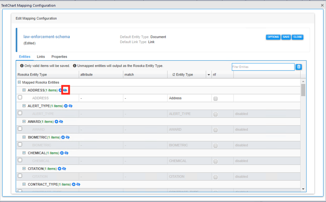 Mapping configuration settings
