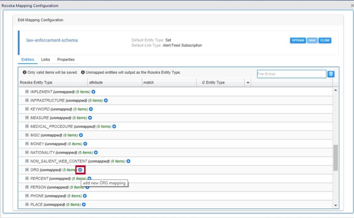 Start entity type mapping
