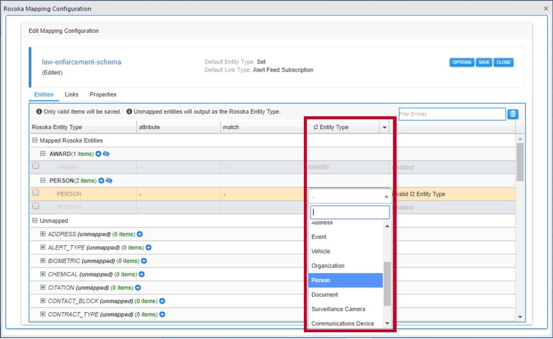 Select i2 entity type