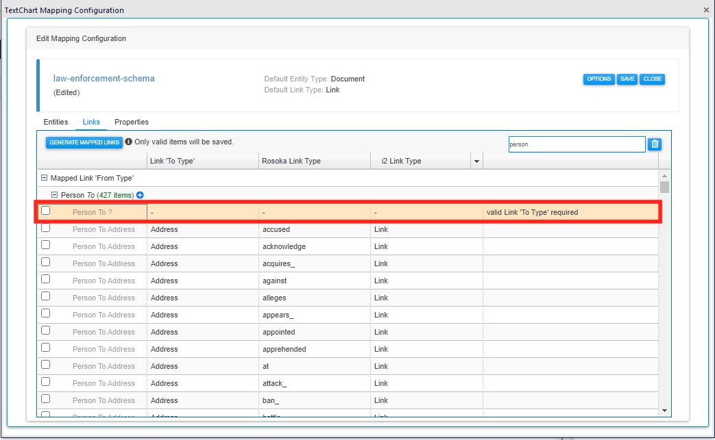 Link mapping select from type