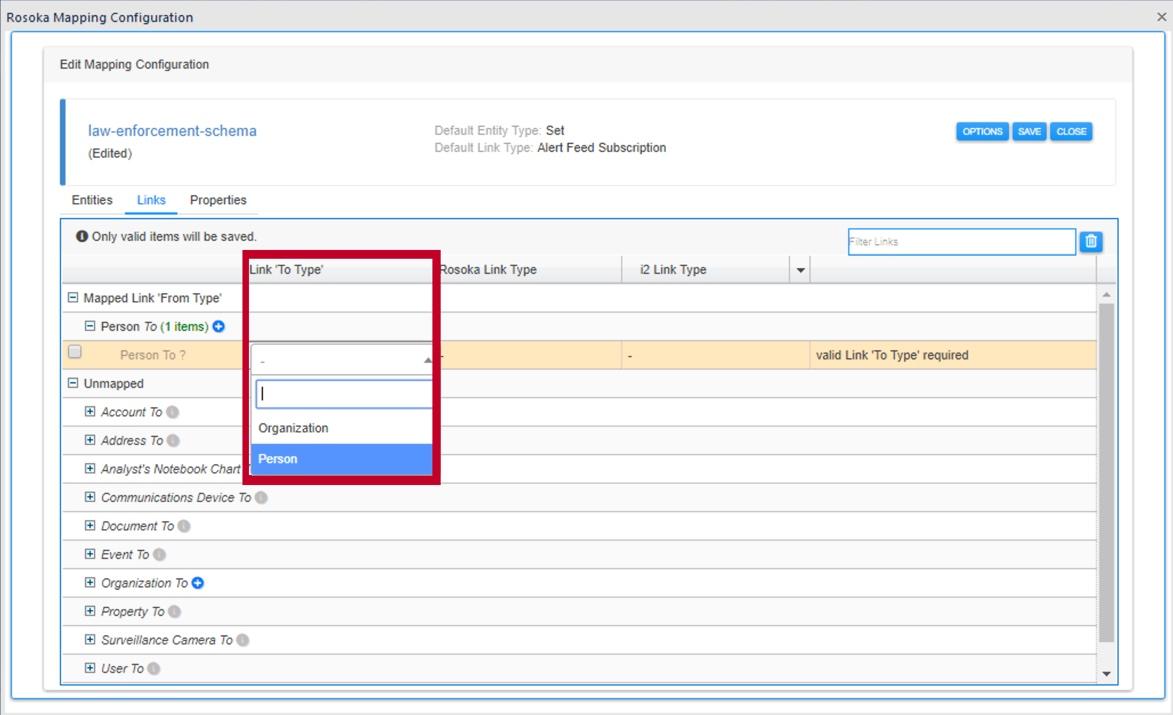 Link mapping select to type