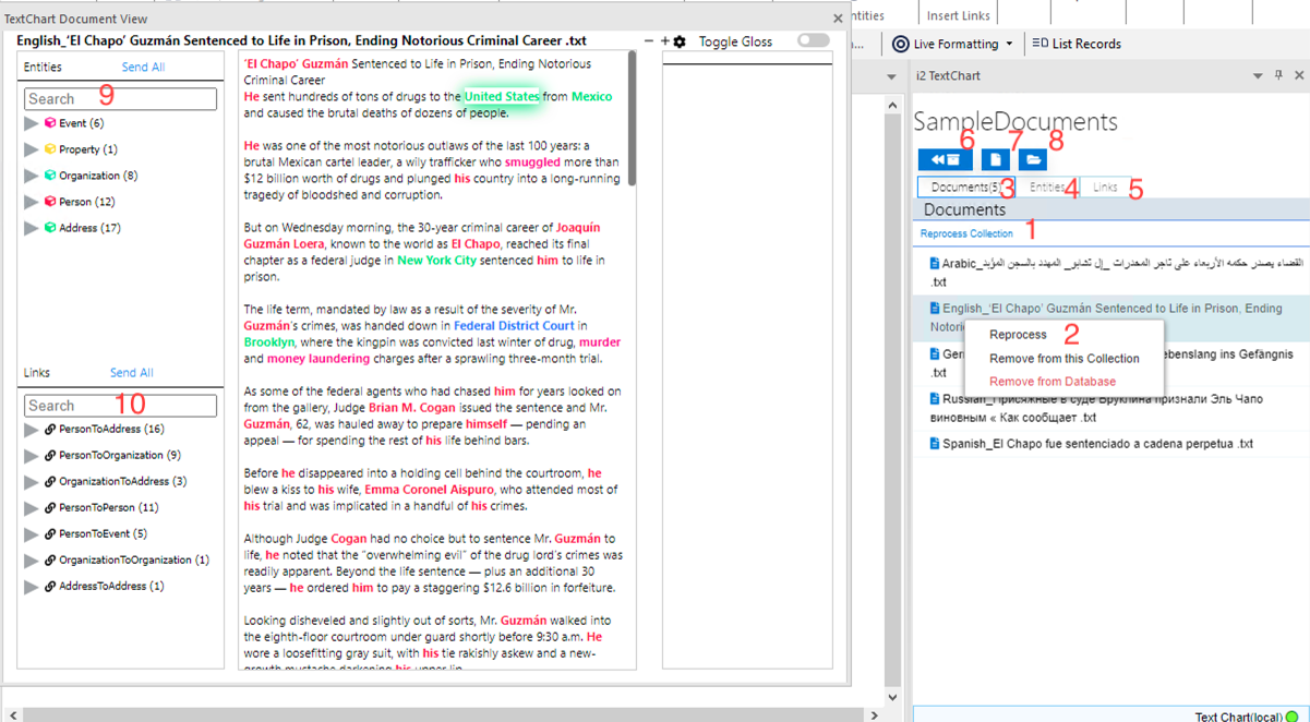 TextChart document list