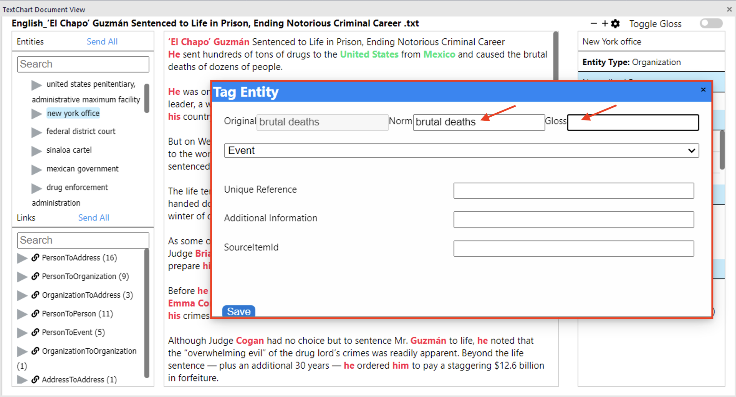 Tag Entity Tool adding