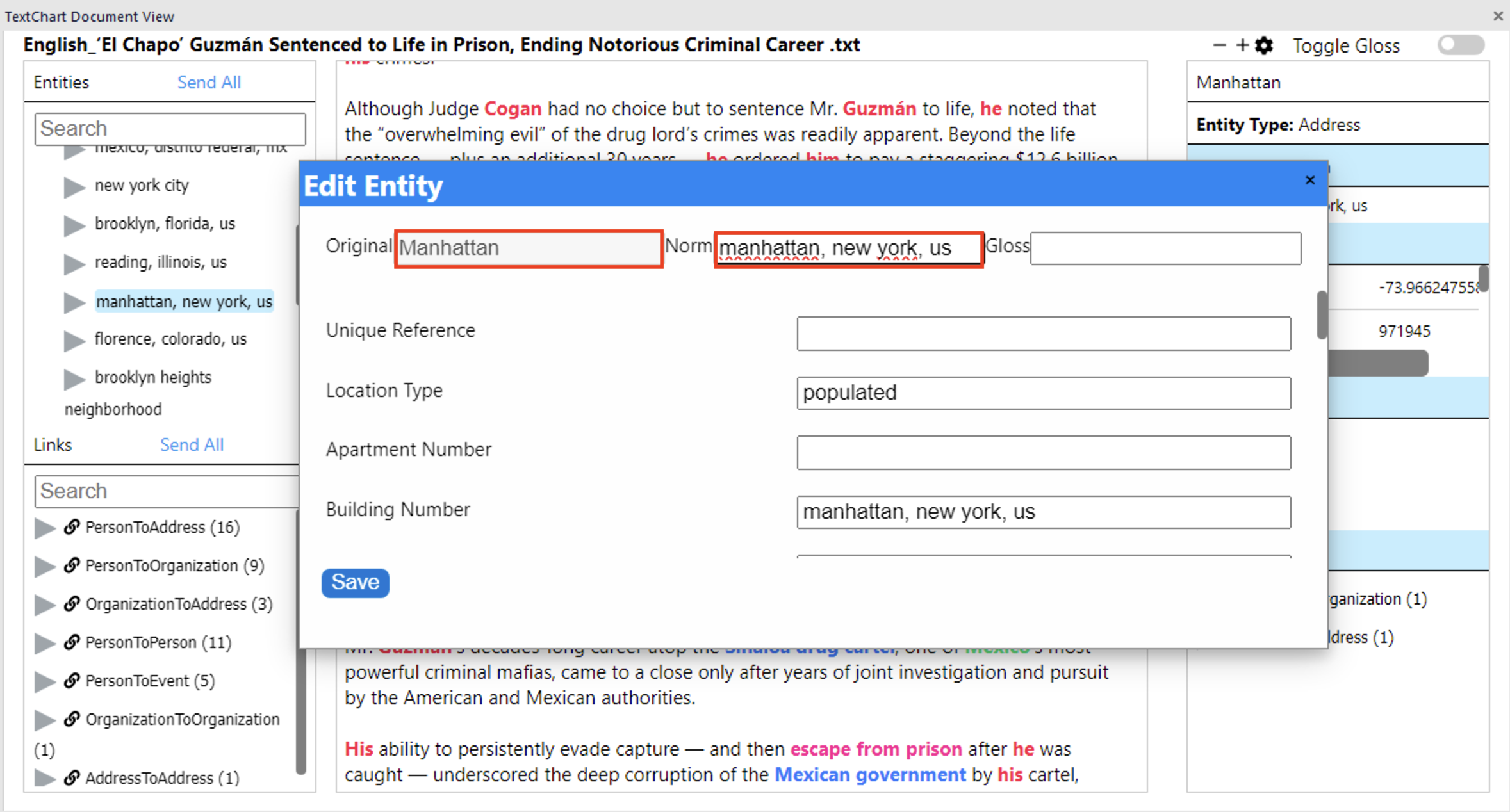 Editing a normalized value