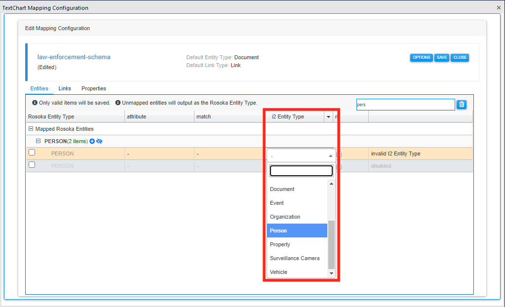 Select i2 entity type