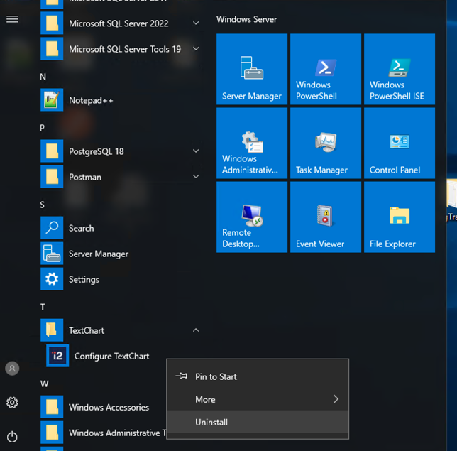 TextChart uninstaller