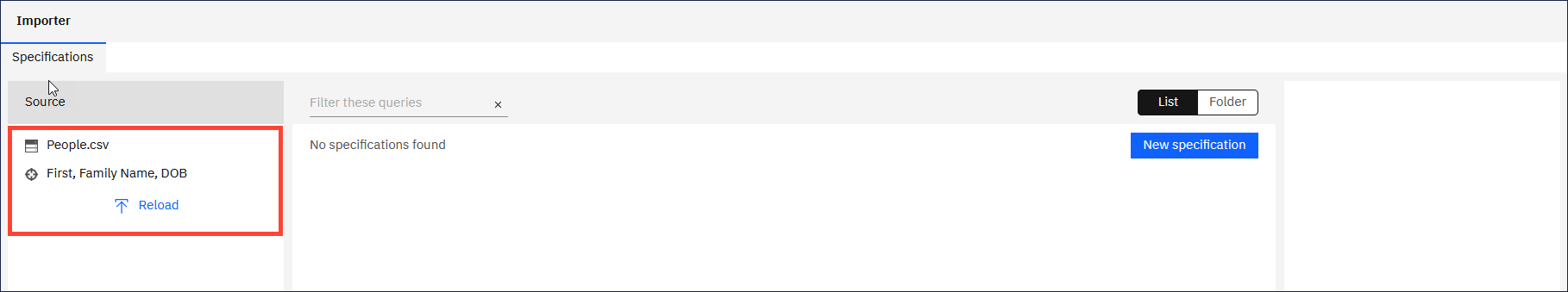 Importer data columns